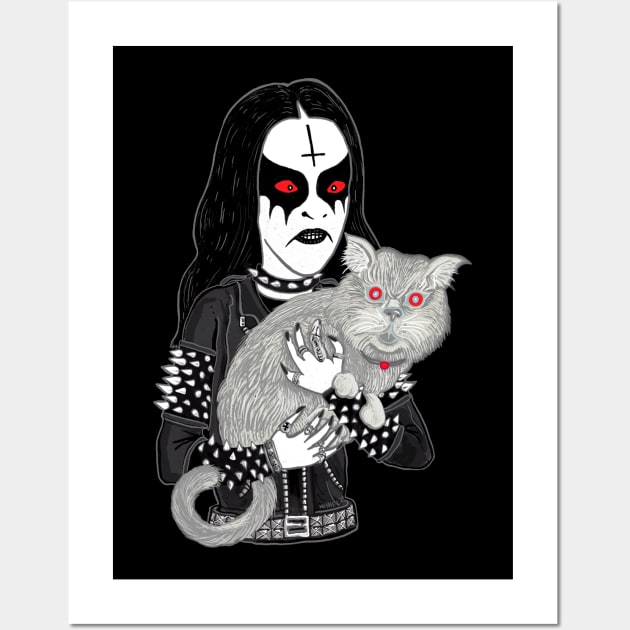 Metal Head with a Cat 2020 Miskeldesign Wall Art by miskel